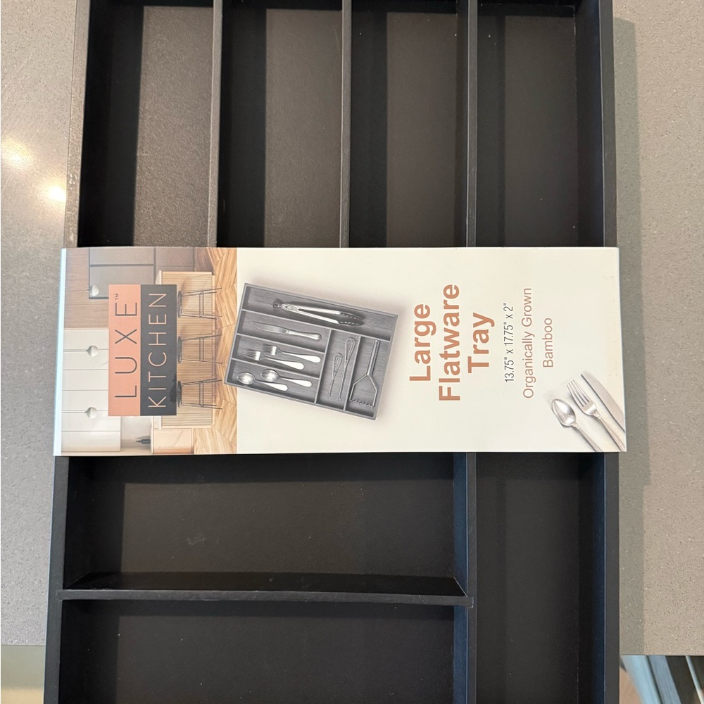 Black Bamboo Flatware Tray